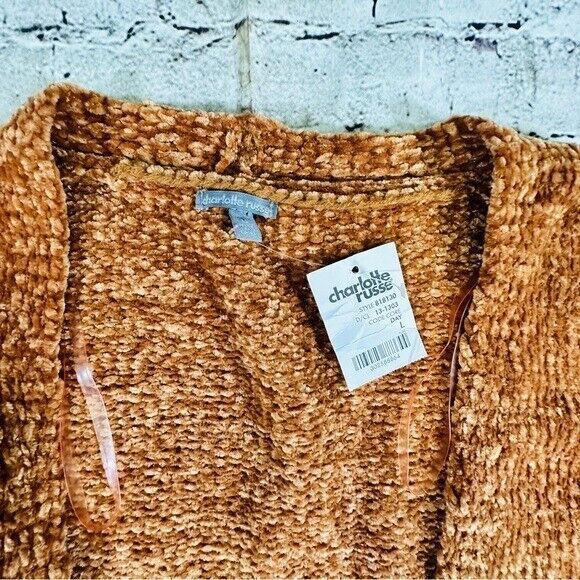 Charlotte Russe Sweater Womens Large Orange Rust Long Sleeve w/Pockets NWT - Picture 7 of 10